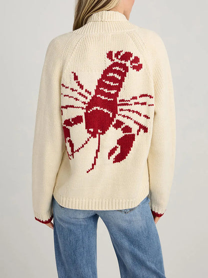 Lobster Button Up Long Sleeve Cardigan - Fashorio