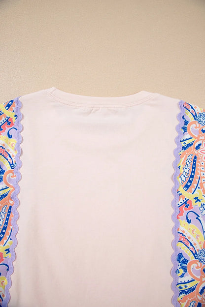 Paisley Print Plaid Long Sleeve Oversized Top - Fashorio