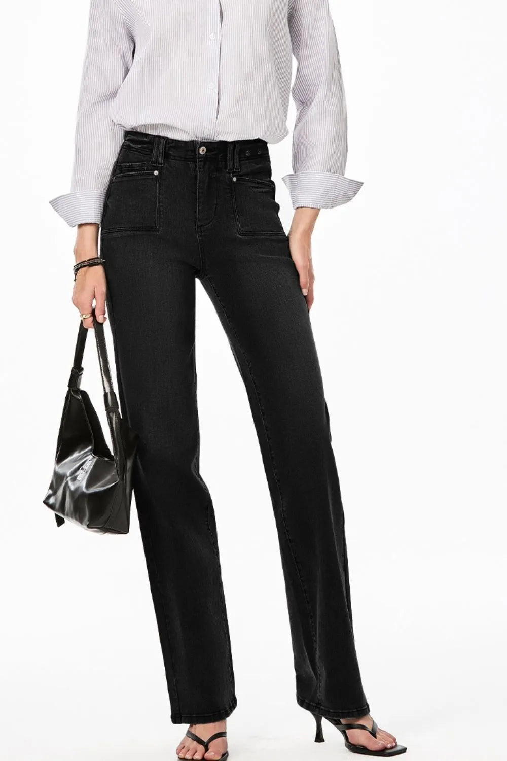 High Waisted Vintage Wash Wide Leg Jeans, view 24