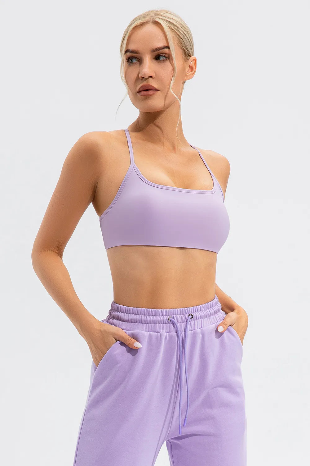 Crisscross Spaghetti Strap Active Cami front view