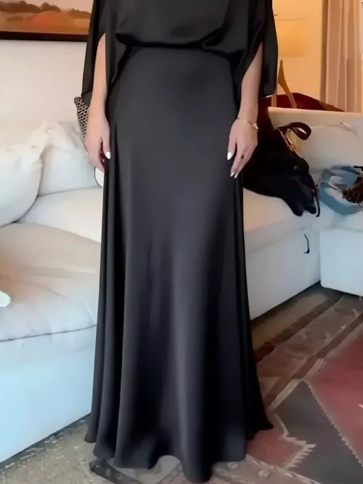 Batwing Sleeve Maxi Dress back view