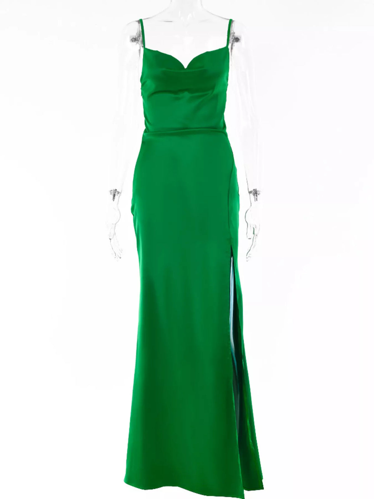 Back view of ruched sleeveless maxi dress