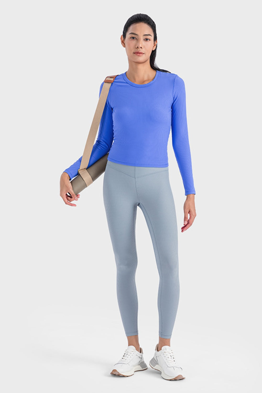 Millennia Round Neck Long Sleeve Sports Top - Fashorio