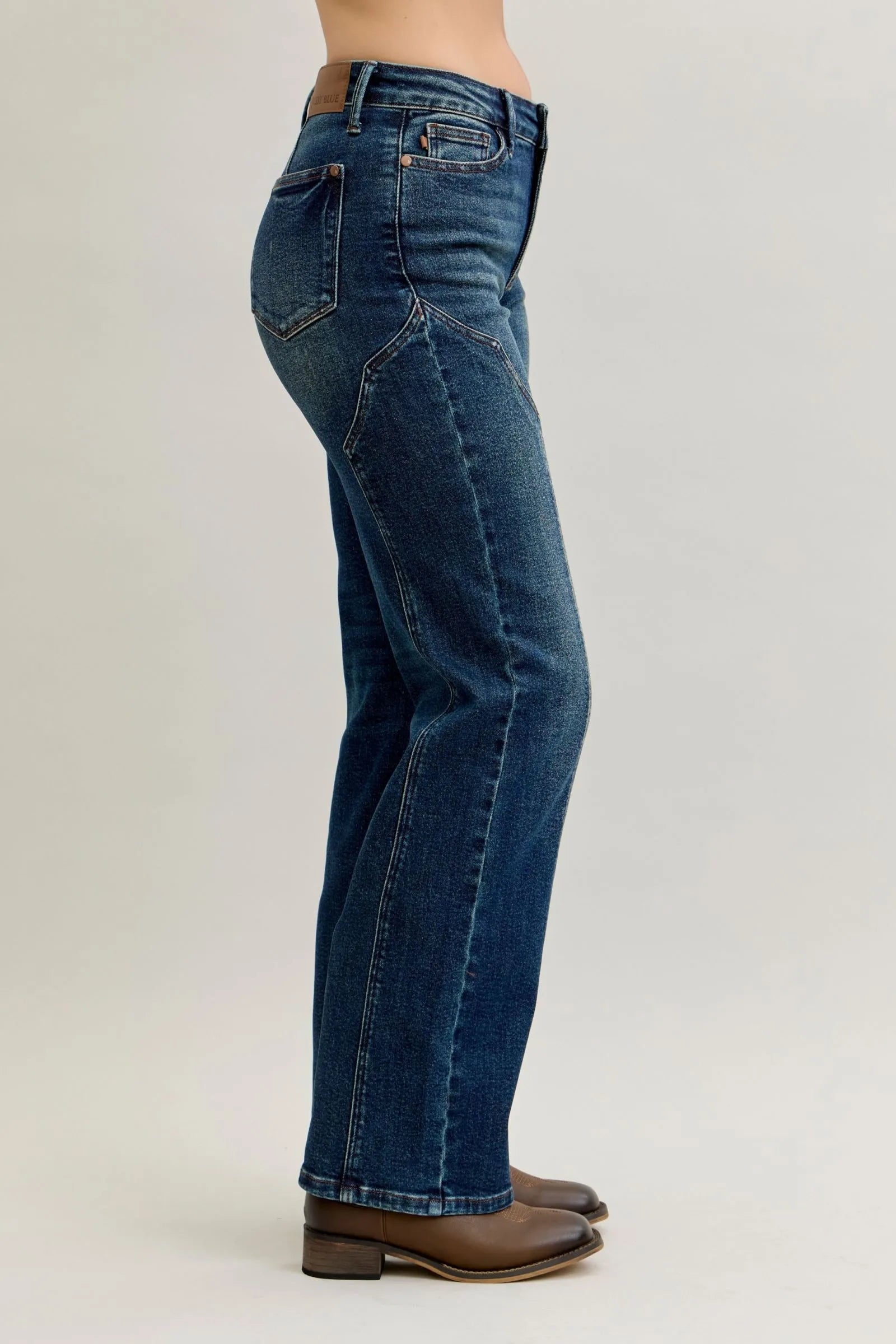 Judy Blue Full Size Seam Detail Straight Leg Jeans Plus Size - Fashorio