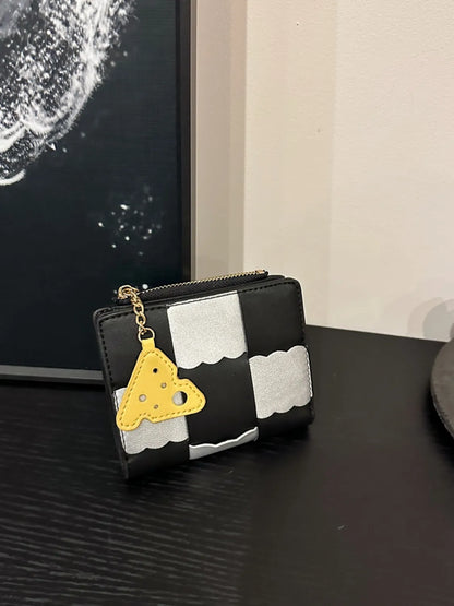 PU Leather Color Block Wallet Black One Size - Fashorio