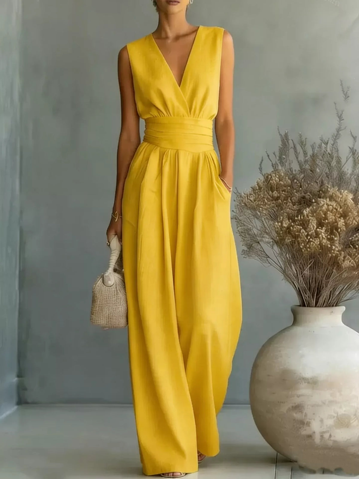 Wide leg jumpsuit side view