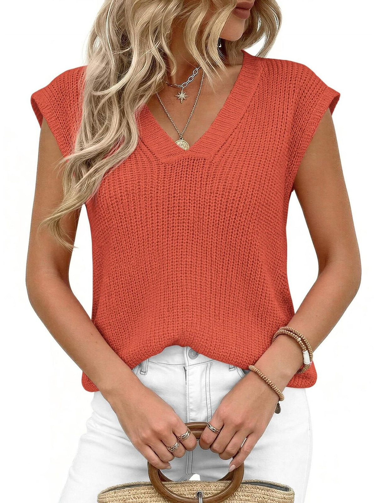 V Neck Knit Sweater Vest, view 13