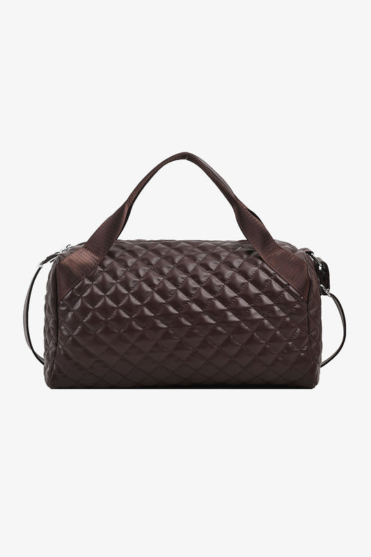 Large PU Leather Handbag Mocha One Size - Fashorio