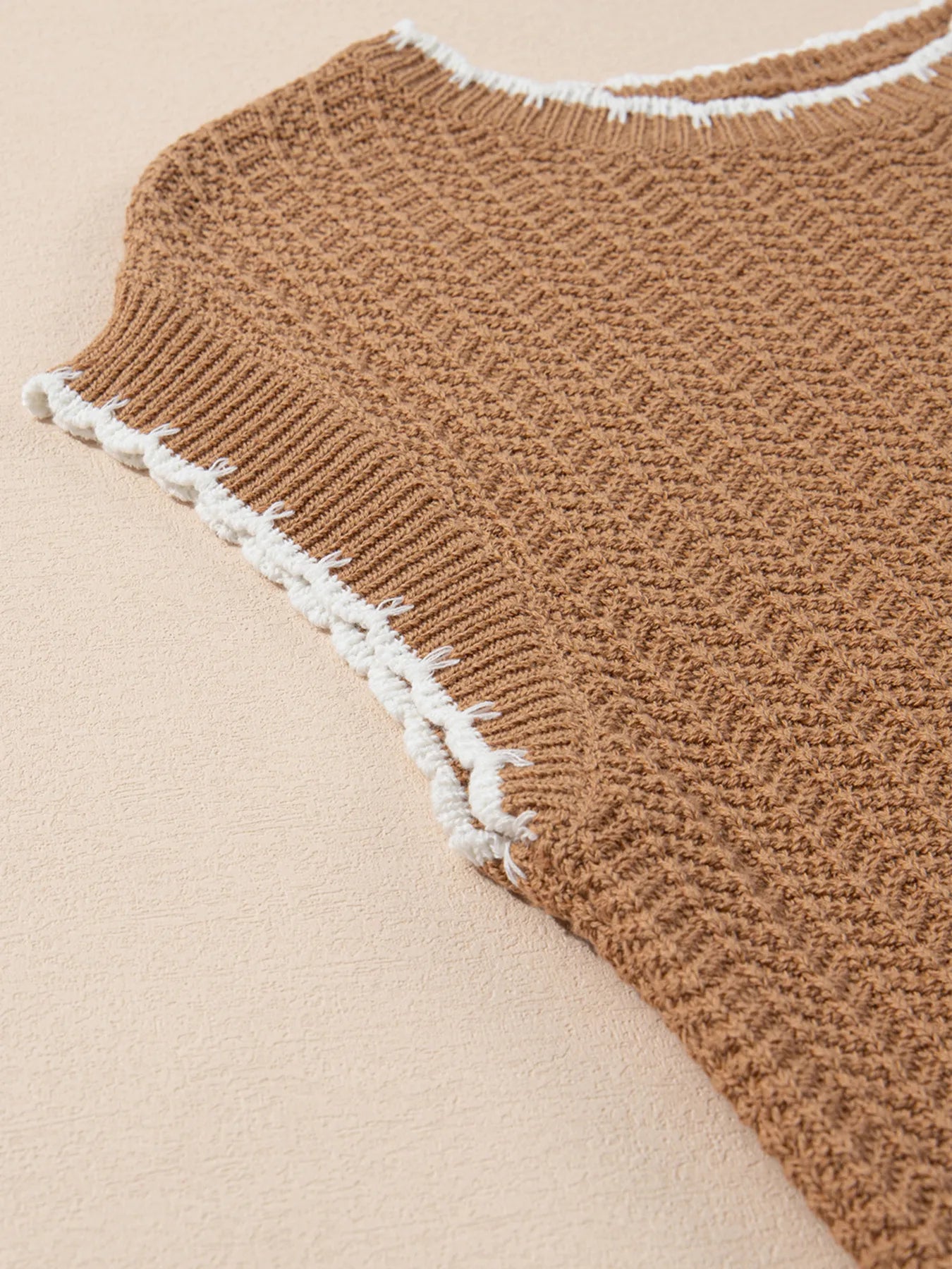 Contrast Trim Boxy Fit Sweater Vest - Fashorio