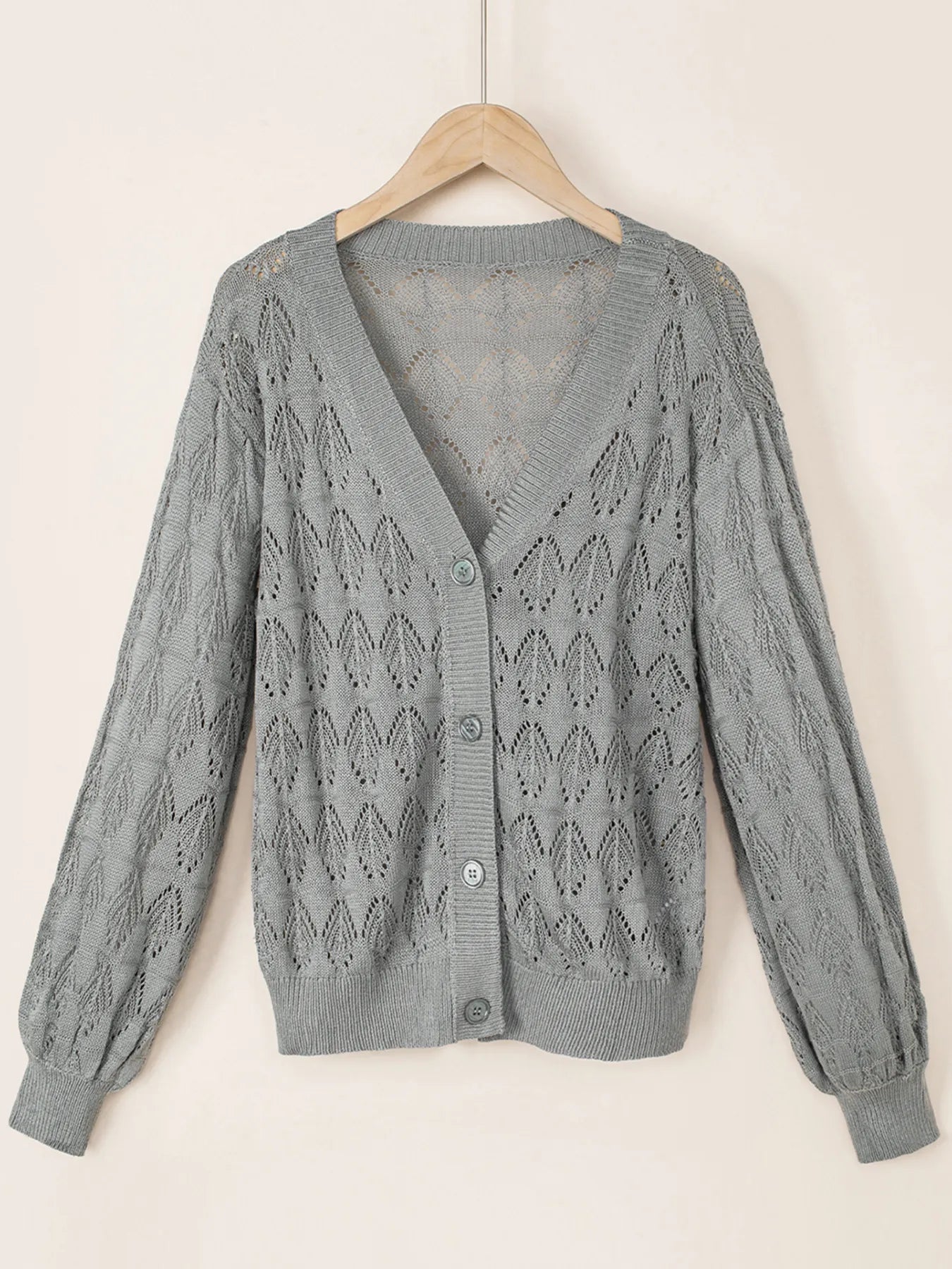 Buttoned Front Openwork Cardigan - Fashorio