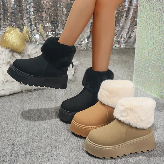Round Toe Platform Boots - Fashorio