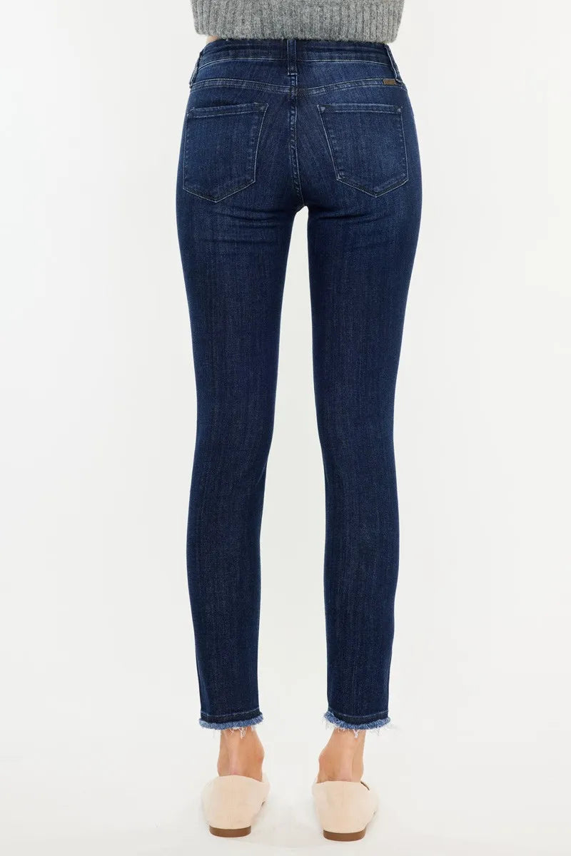 Kancan High-Rise Slim Fit Raw Hem Ankle Jeans - Fashorio