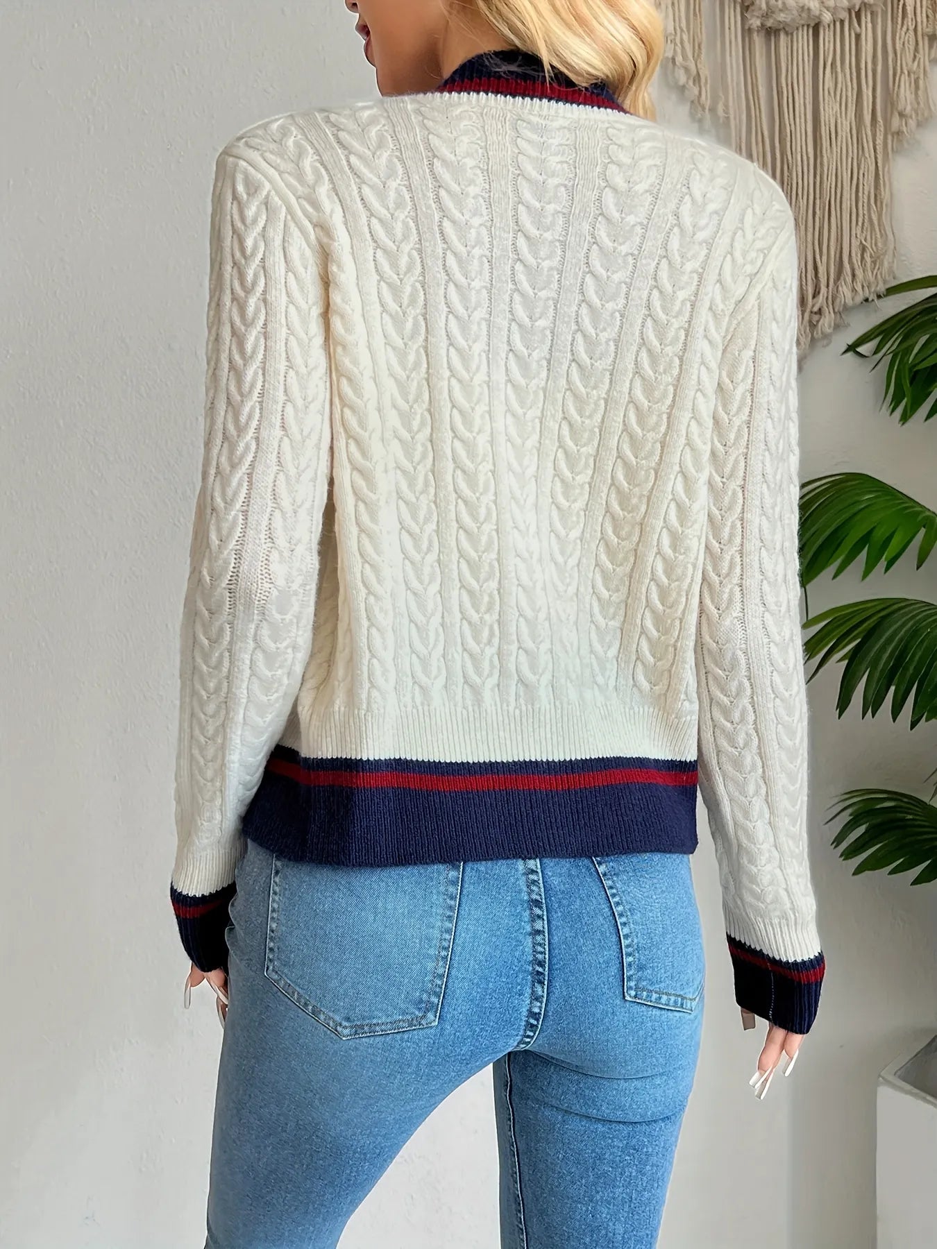Cable Knit Button-Front Cardigan - Fashorio