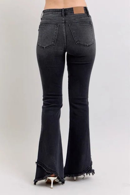 Judy Blue Full Size High Waist Flare W/ Mock Fray Tulip Hem Plus Size - Fashorio