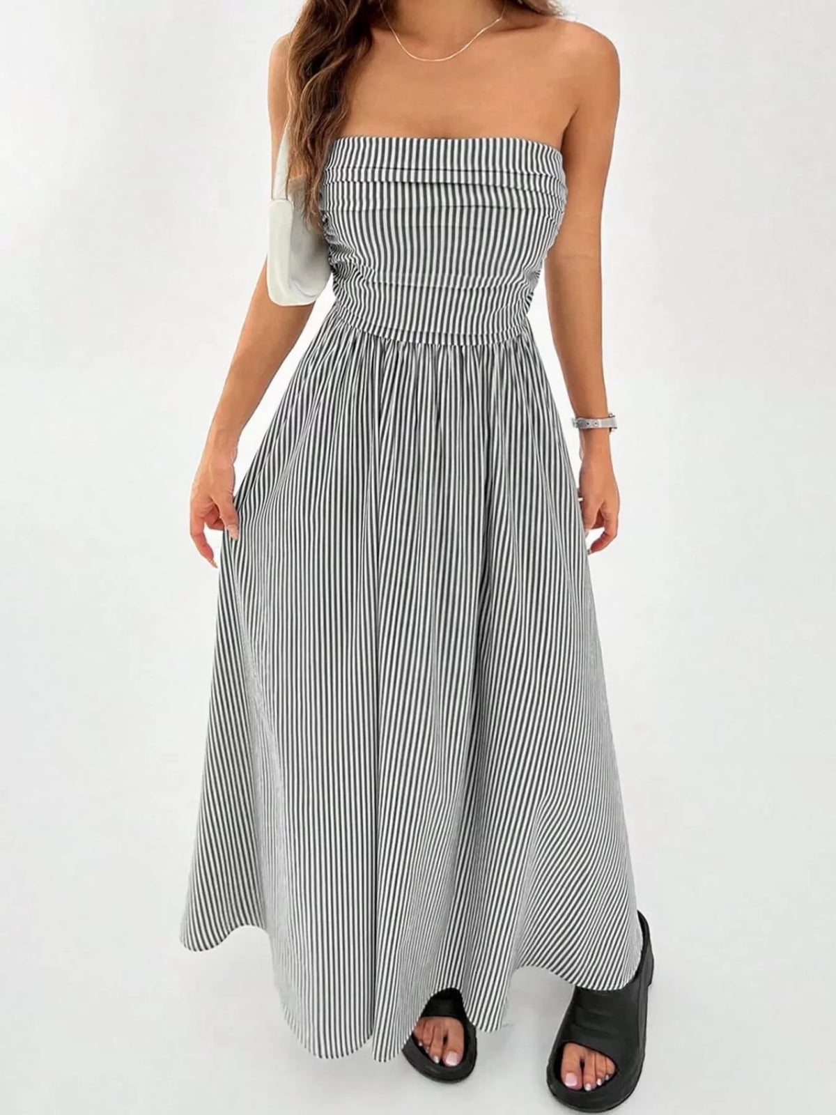 Full length striped maxi dress