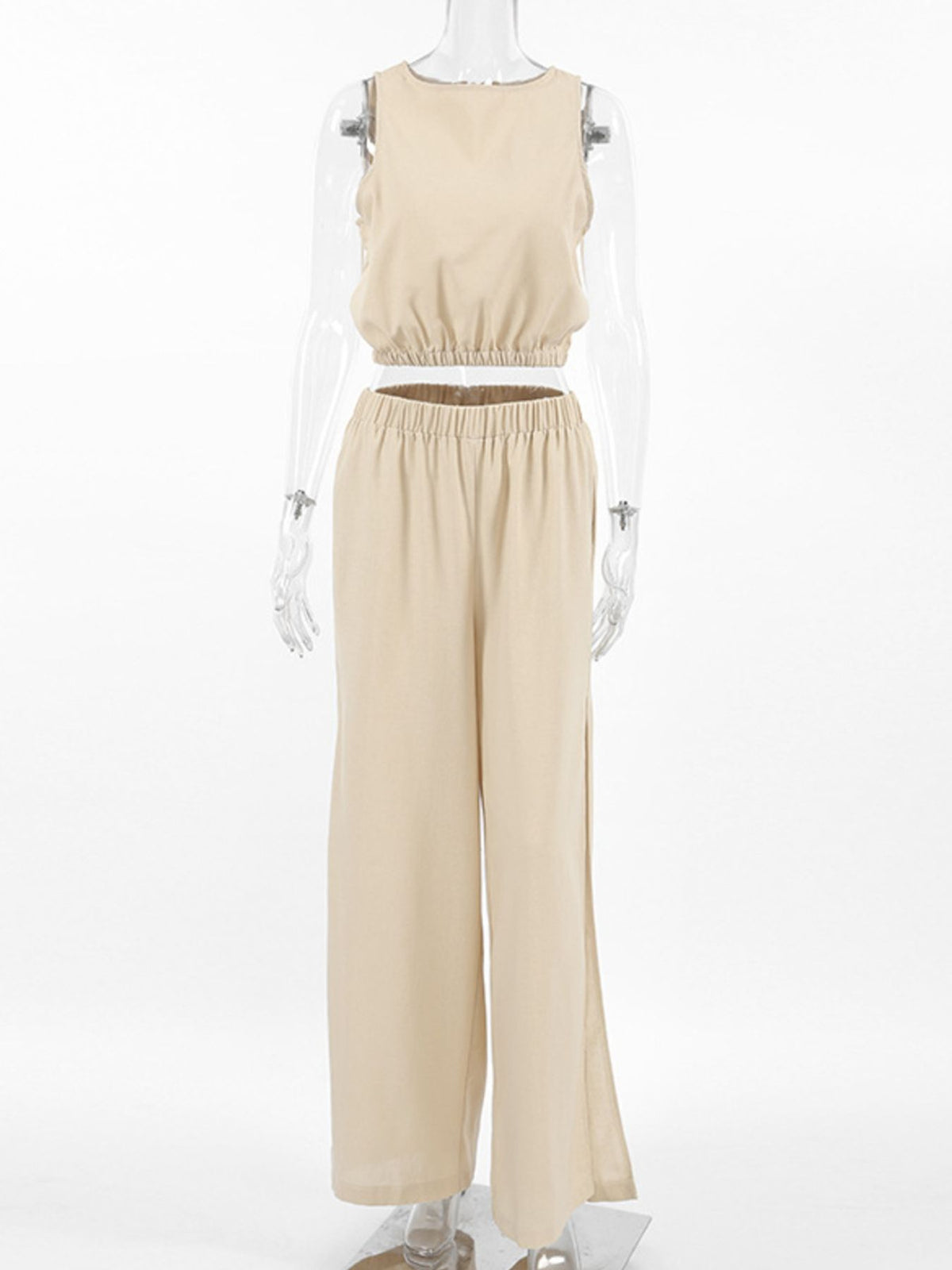 Sleeveless crop top matching set full length