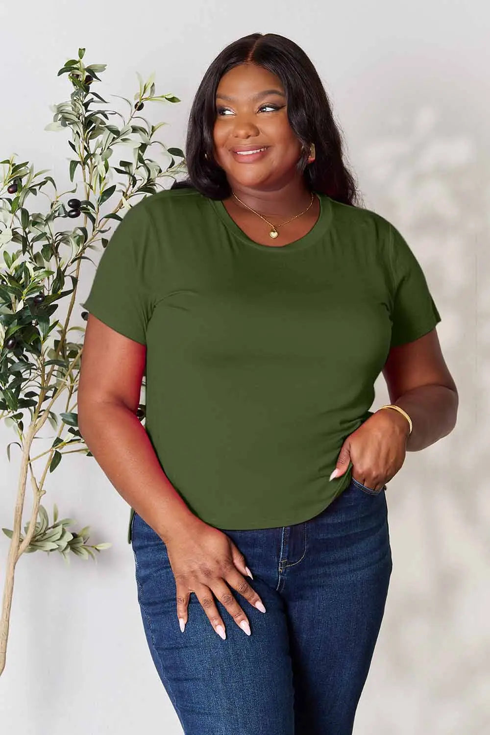 Round Neck Short Sleeve Slit Tee, view 21