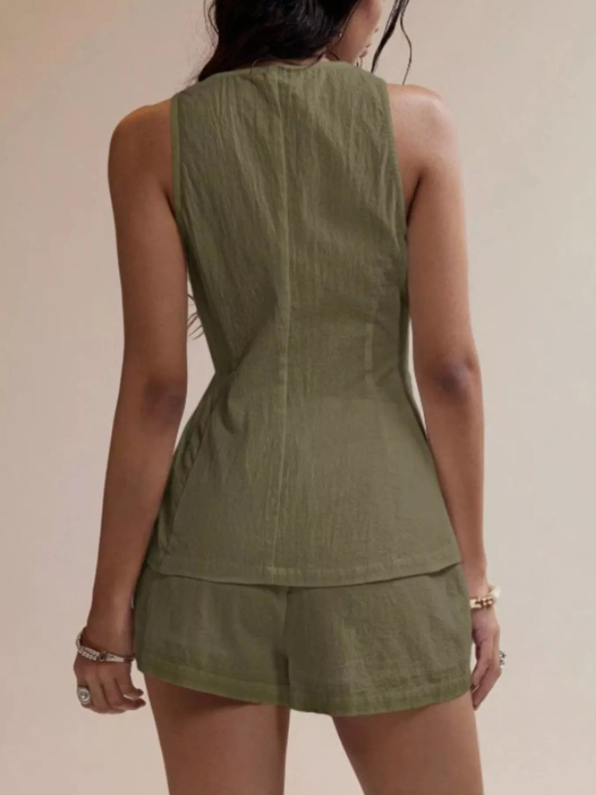 Button Down Sleeveless Top and Shorts Set, view 14