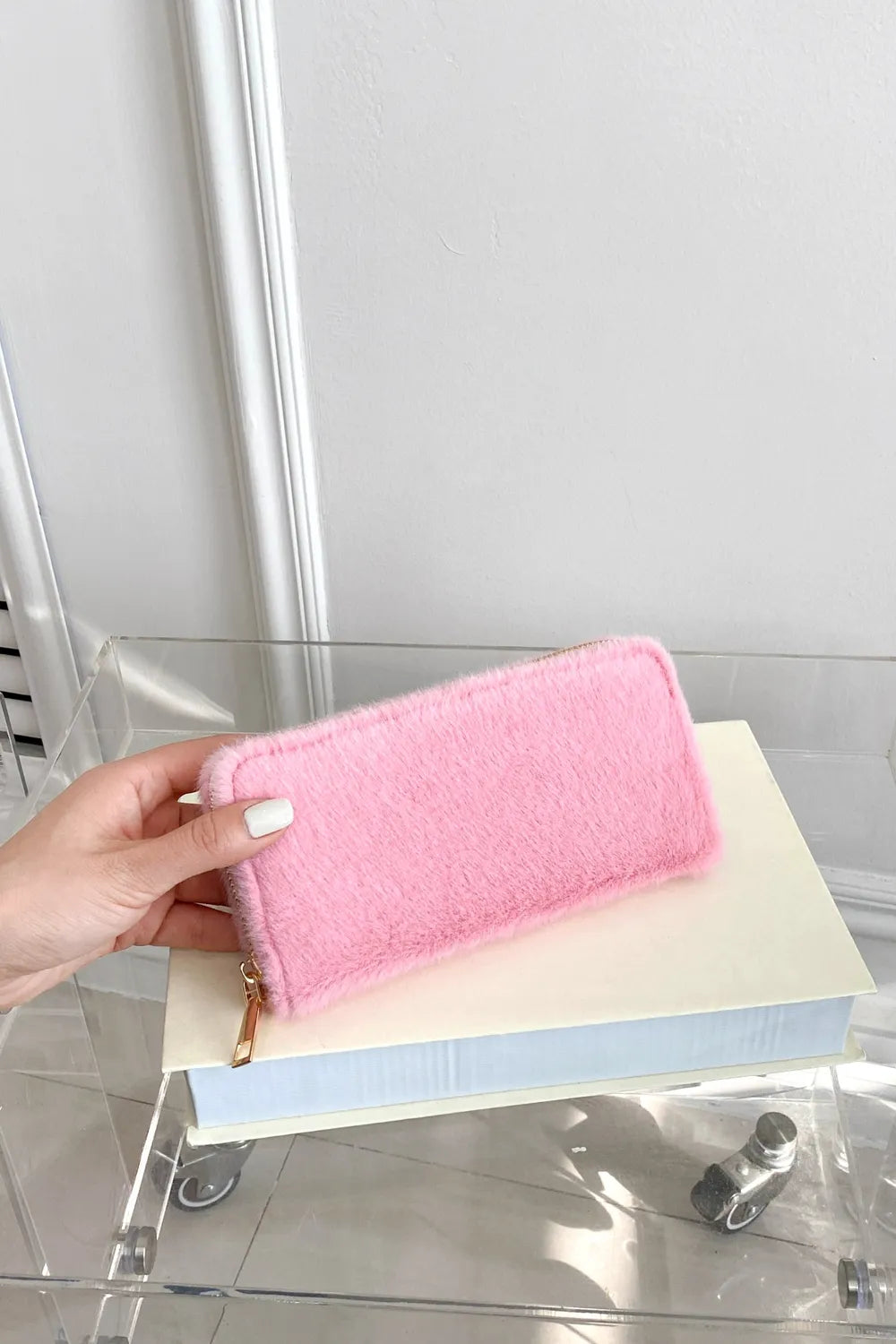 Solid Color Fluff Rectangle Wallet - Fashorio
