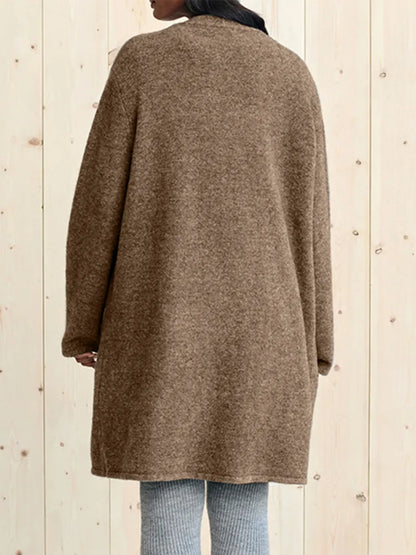 Open Front Long Sleeve Cardigan with Pockets - Fashorio