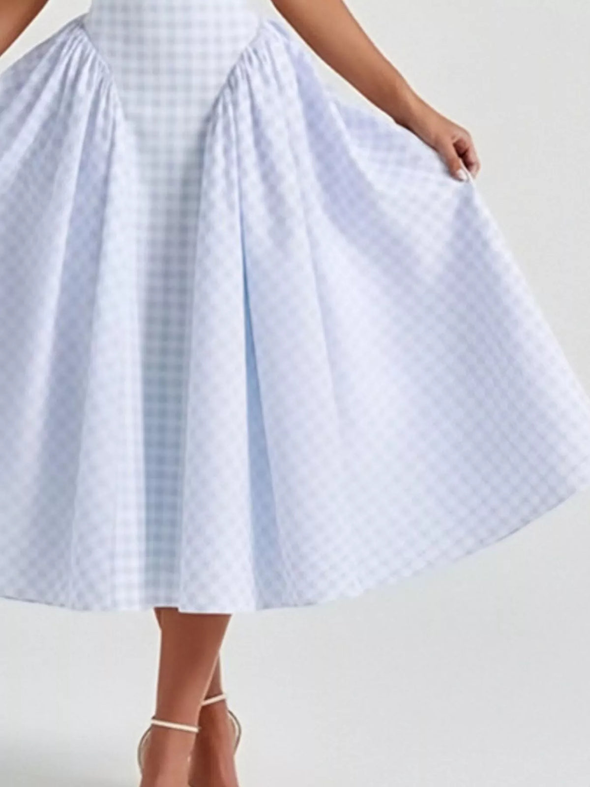 Plaid Square Neckline Midi Dress, view 9