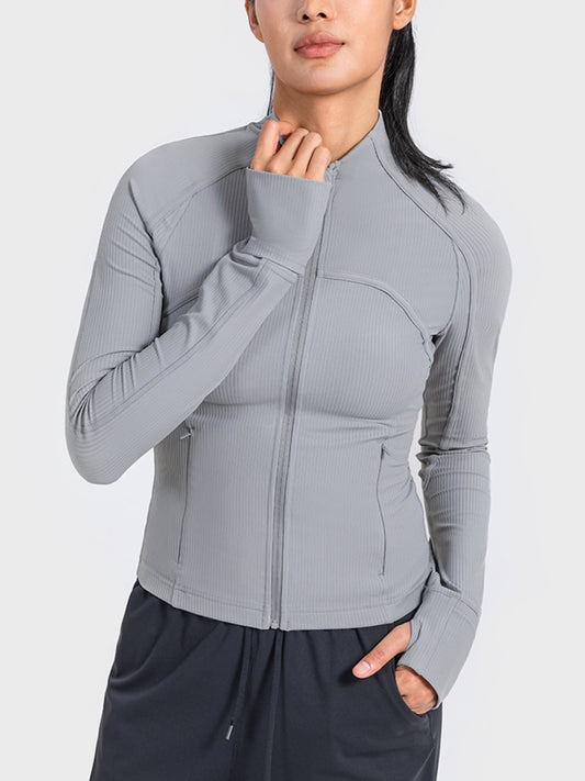 Millennia Zip-Up Long Sleeve Sports Jacket Heather Gray - Fashorio