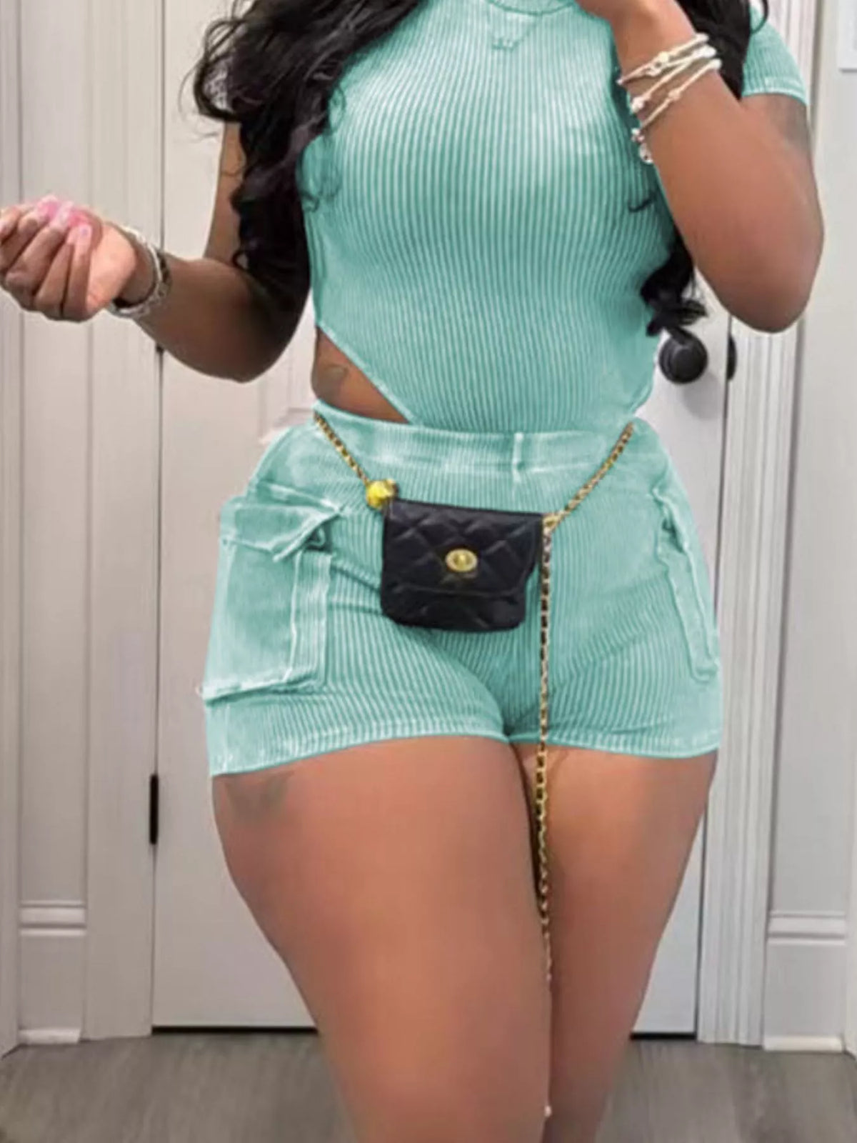 Ribbed Knit Bodysuit and Shorts Set, view 22