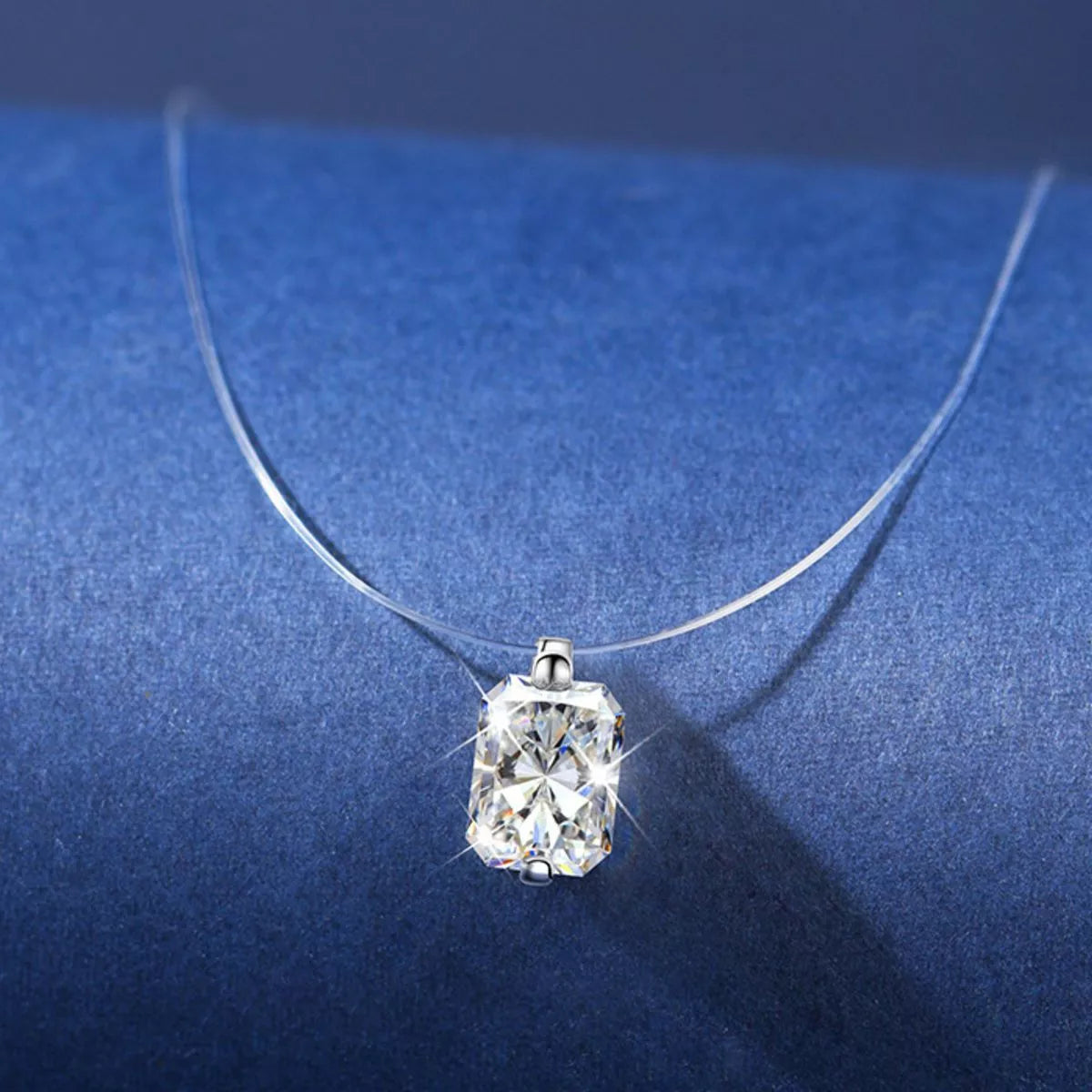 Moissanite necklace presented in its matching gift box