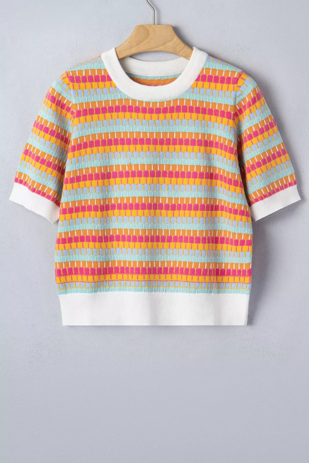 Sherbet stripe pattern detail on sweater