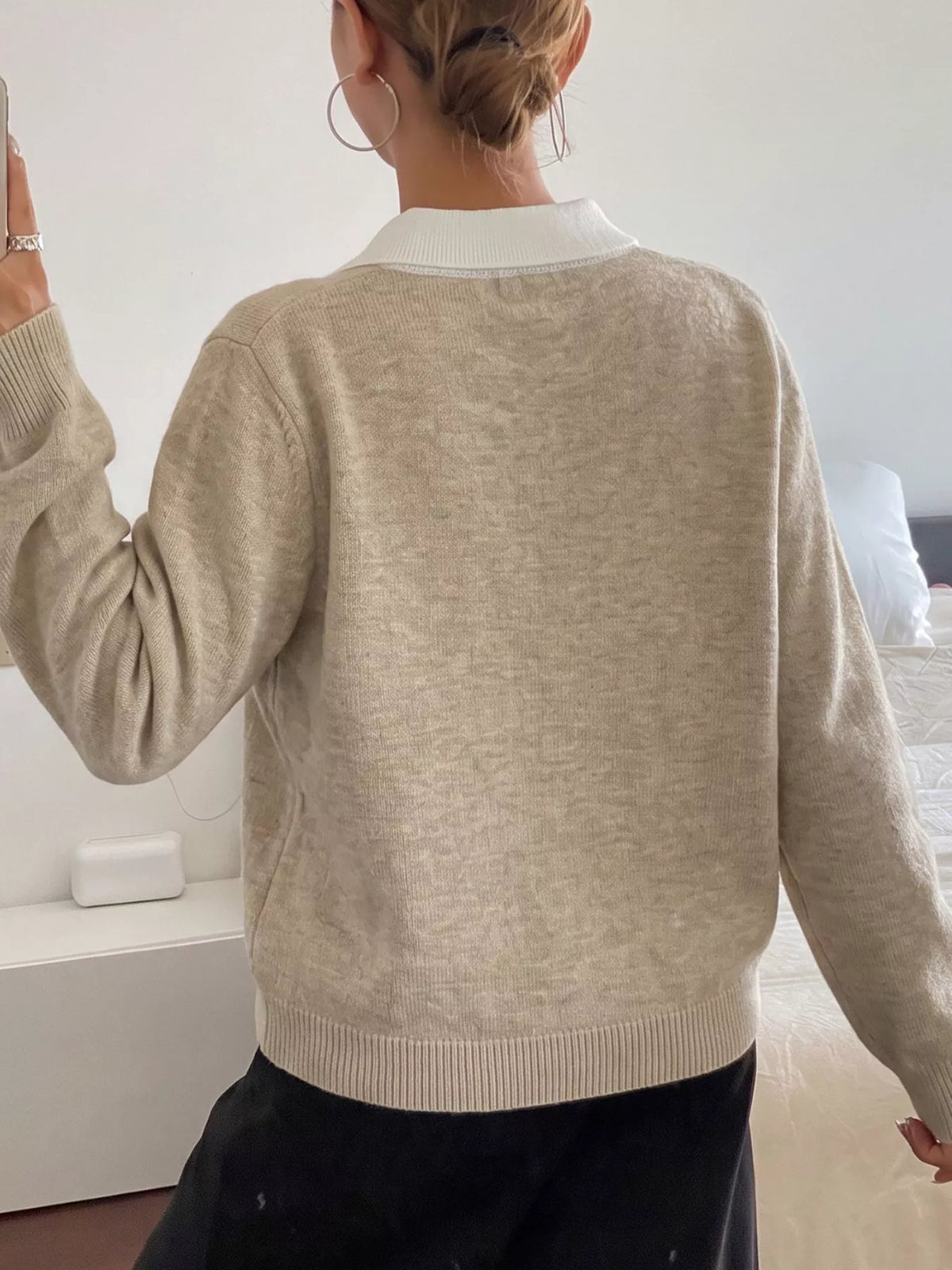 Argyle Polo Collar Sweater on model