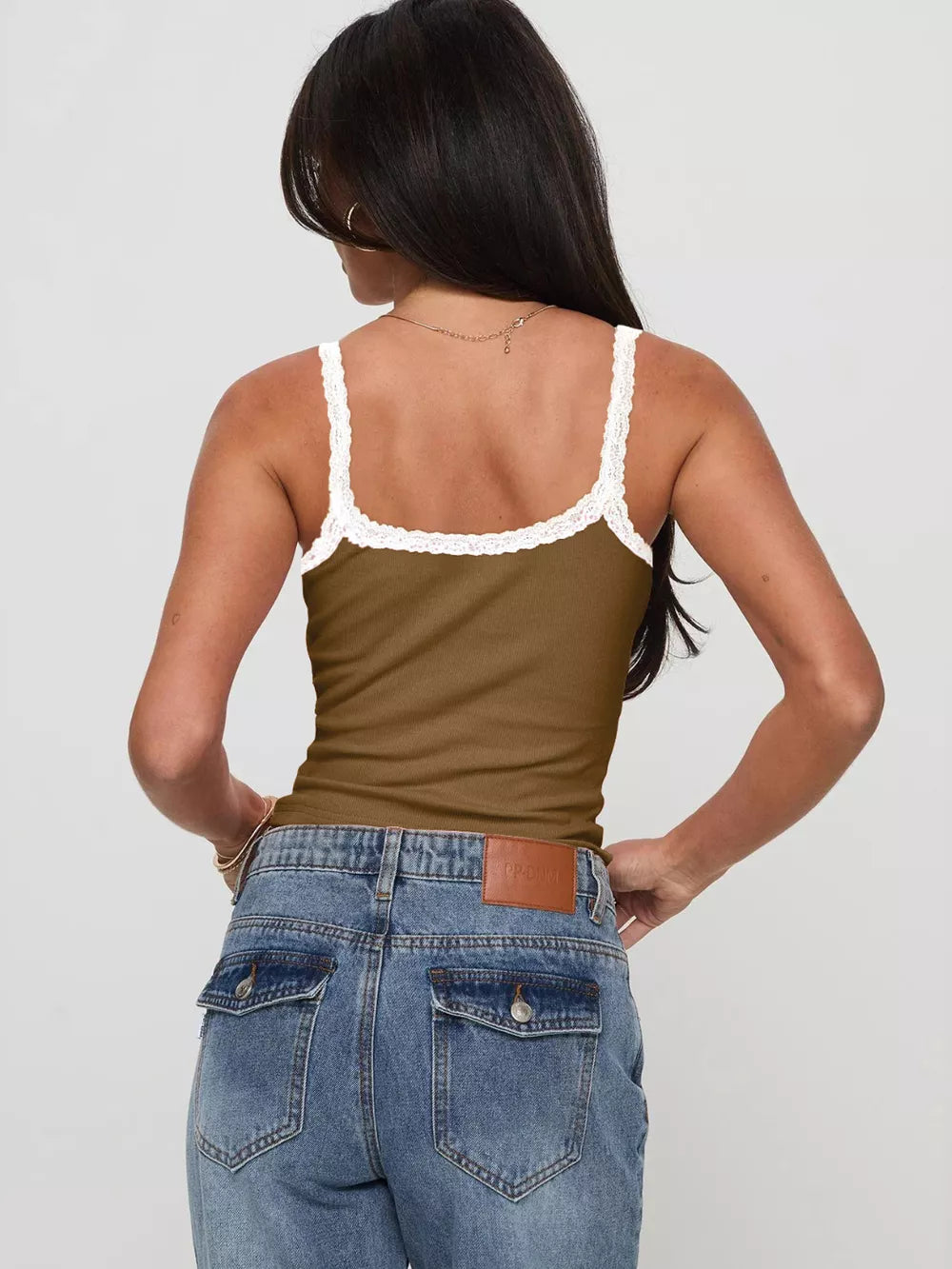 Lace Detail Cropped Cami Top front view