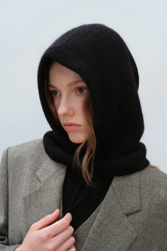 Drawstring Solid Color Thermal Knit Hat Black One Size - Fashorio