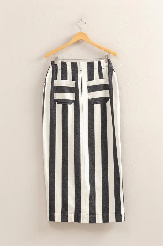 HYFVE Striped Pocket Detail Maxi Skirt - Fashorio