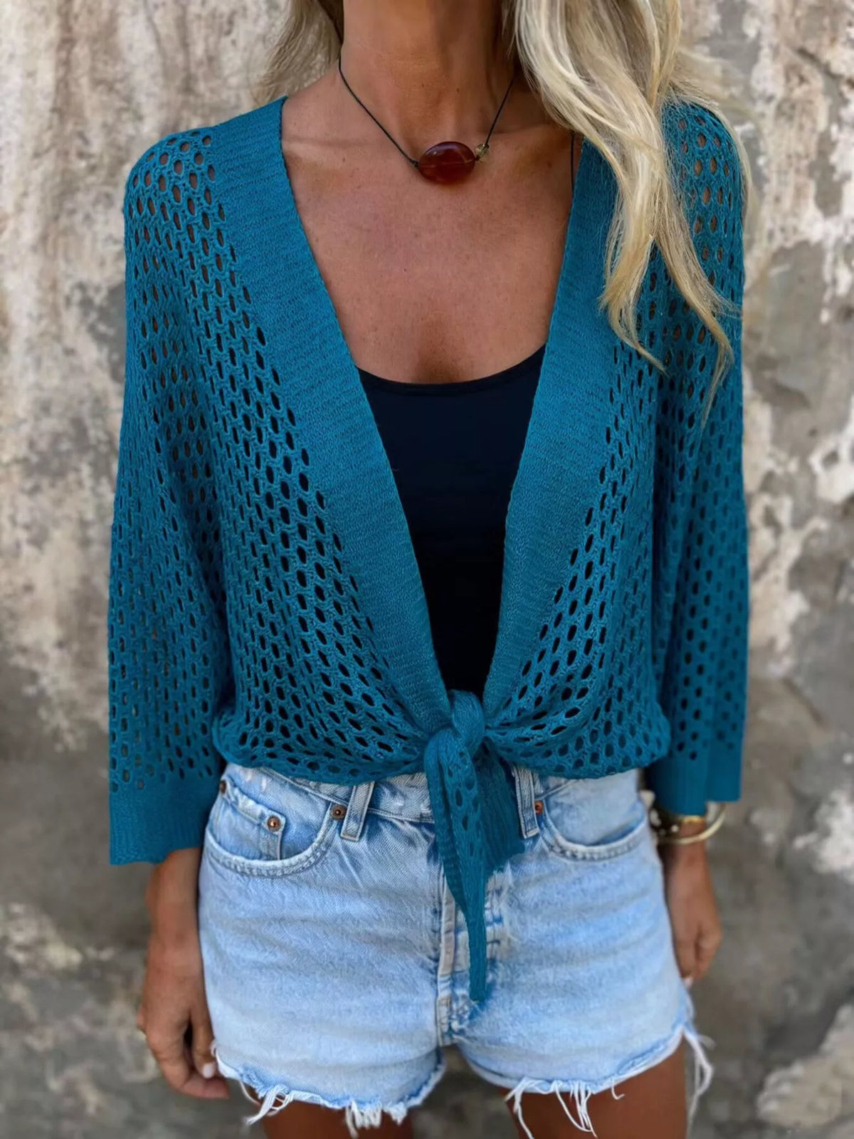 Openwork cover up neckline detail
