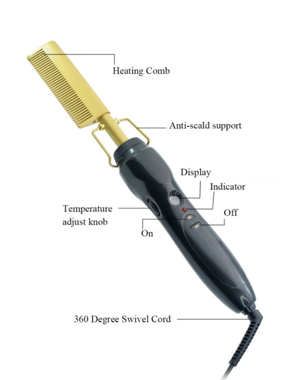 Straightening comb heated teeth close up