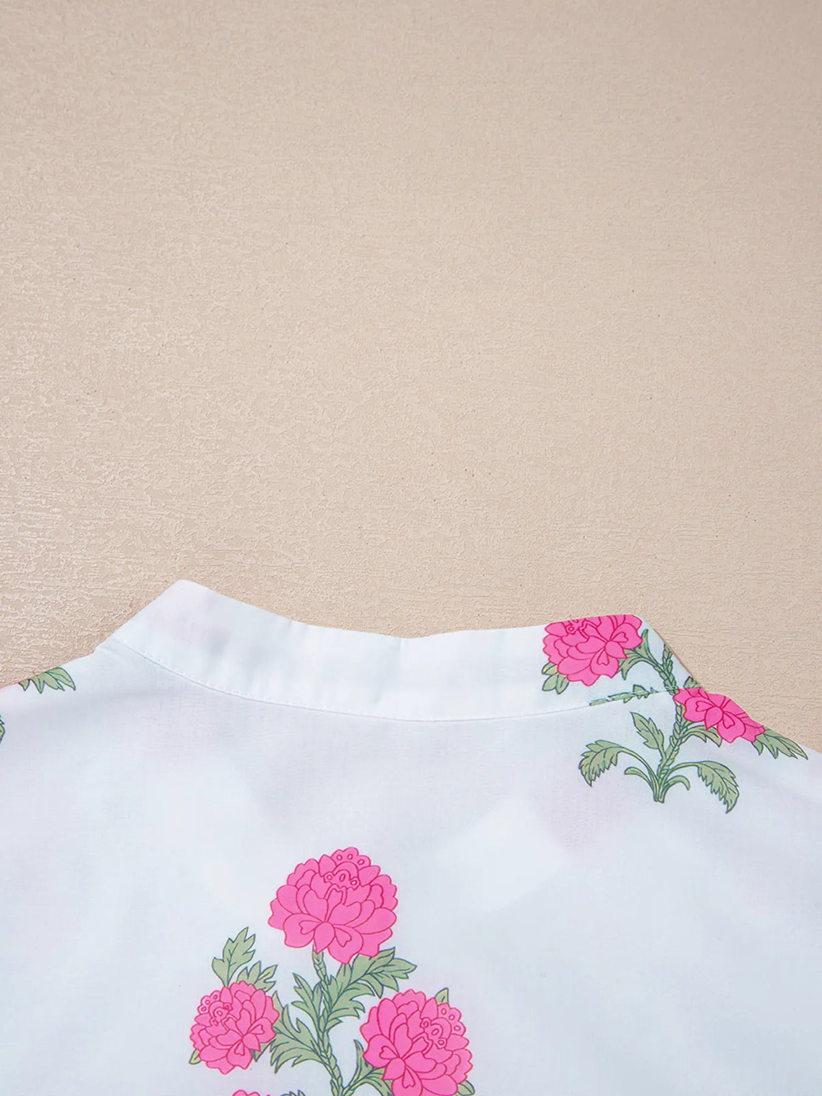Floral Half Button Mandarin Neck Maxi Dress, full length view