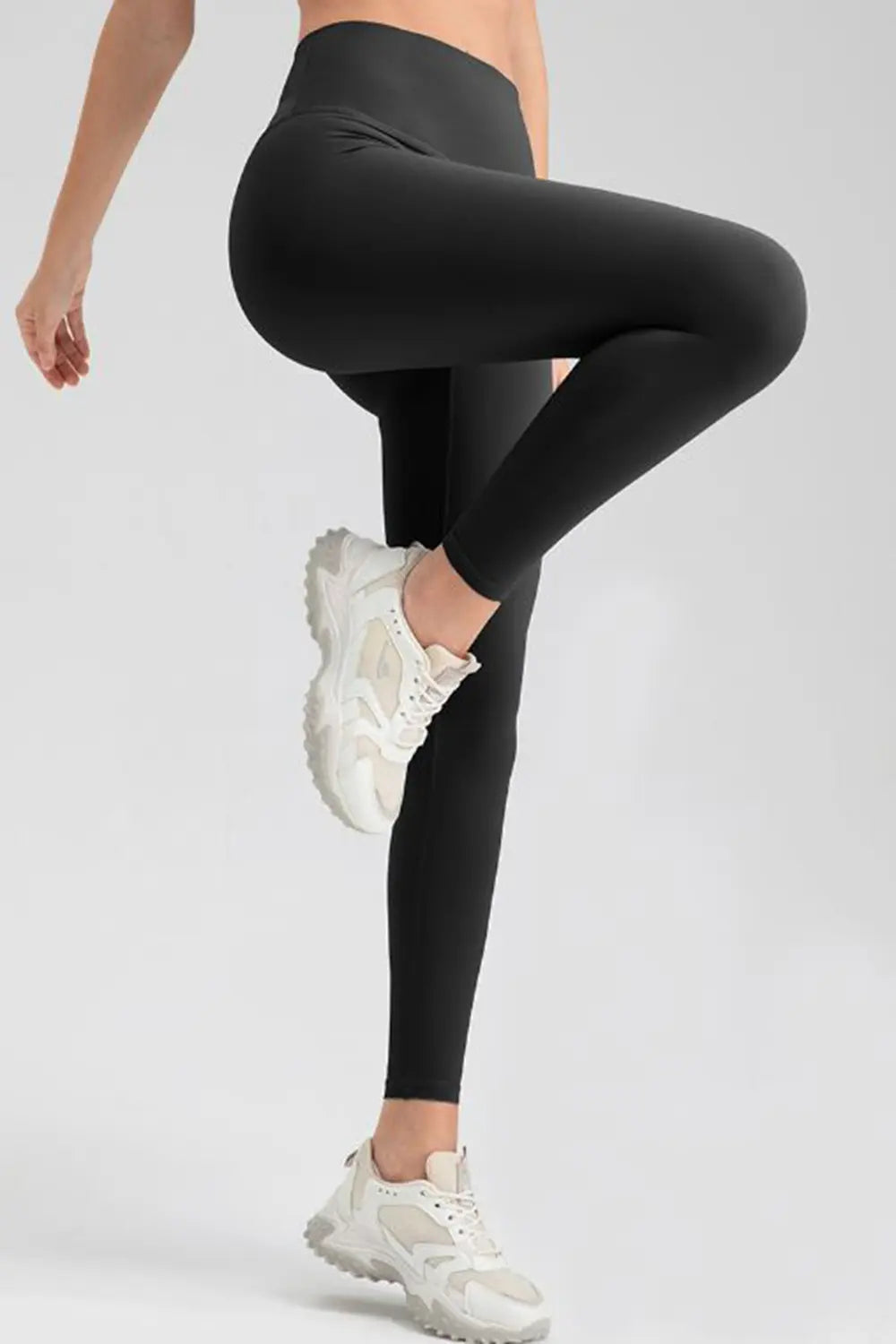 wide waistband sport leggings folded flat