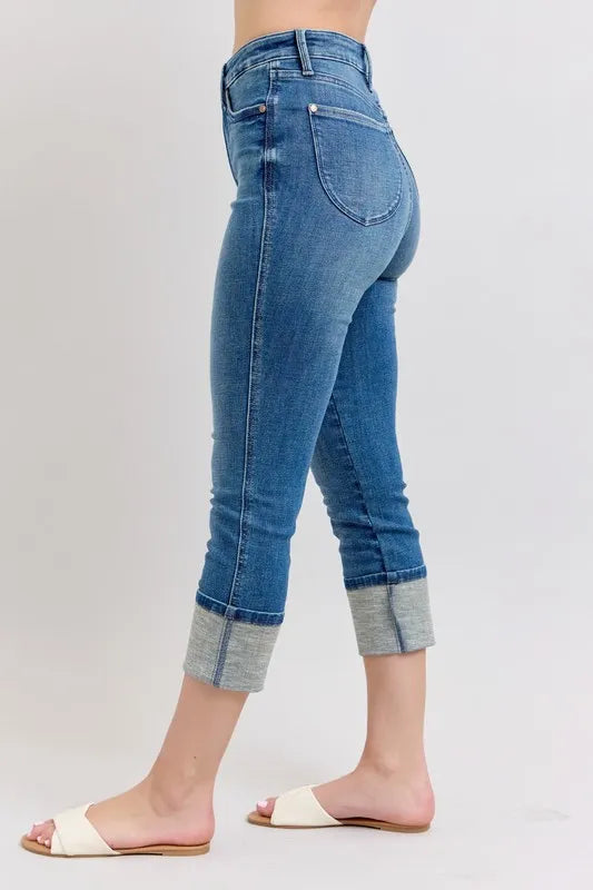 Judy Blue Skinny Cuff Capris Jeans with Pockets side view