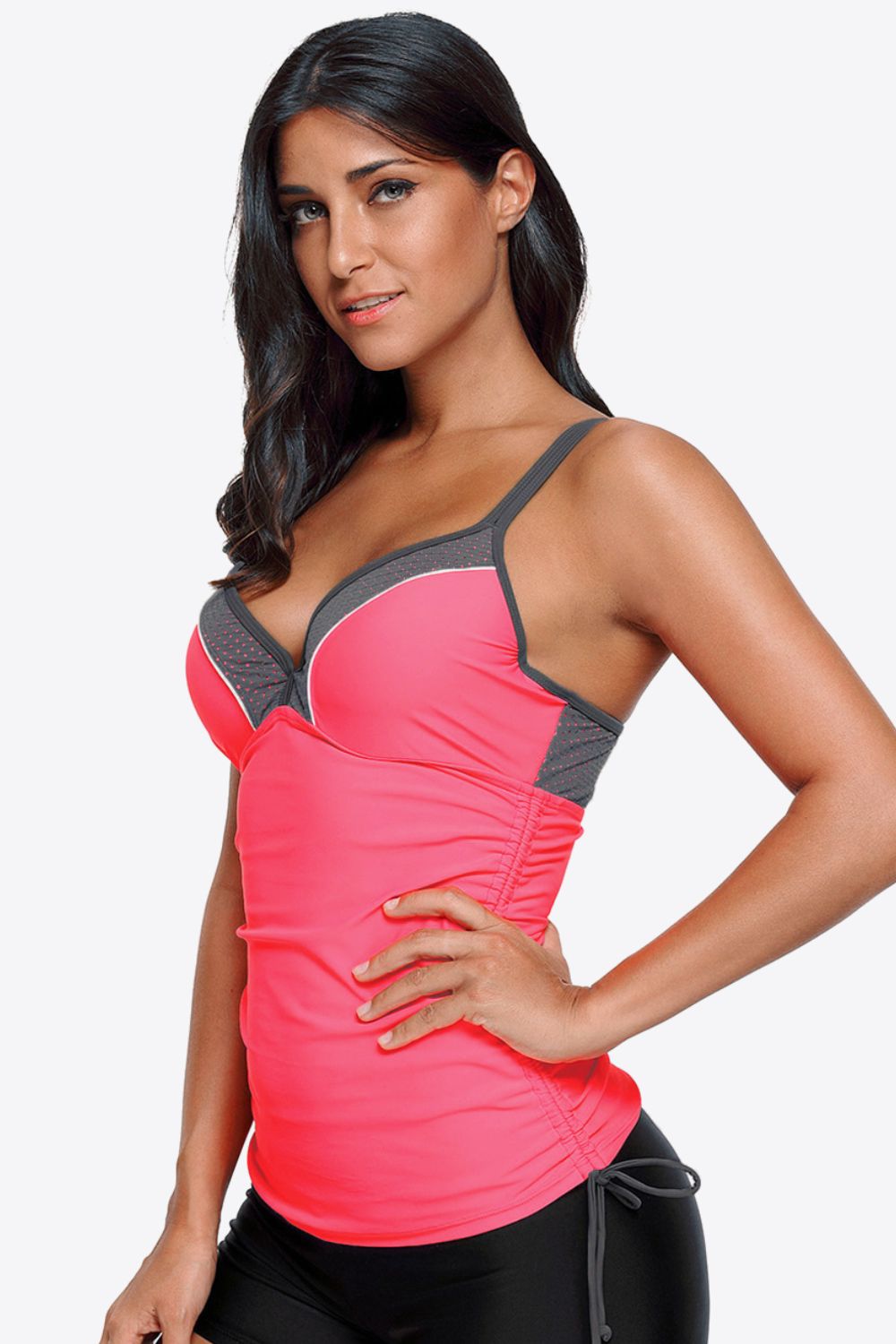 Contrast Sweetheart Neck Swim Cami - Fashorio