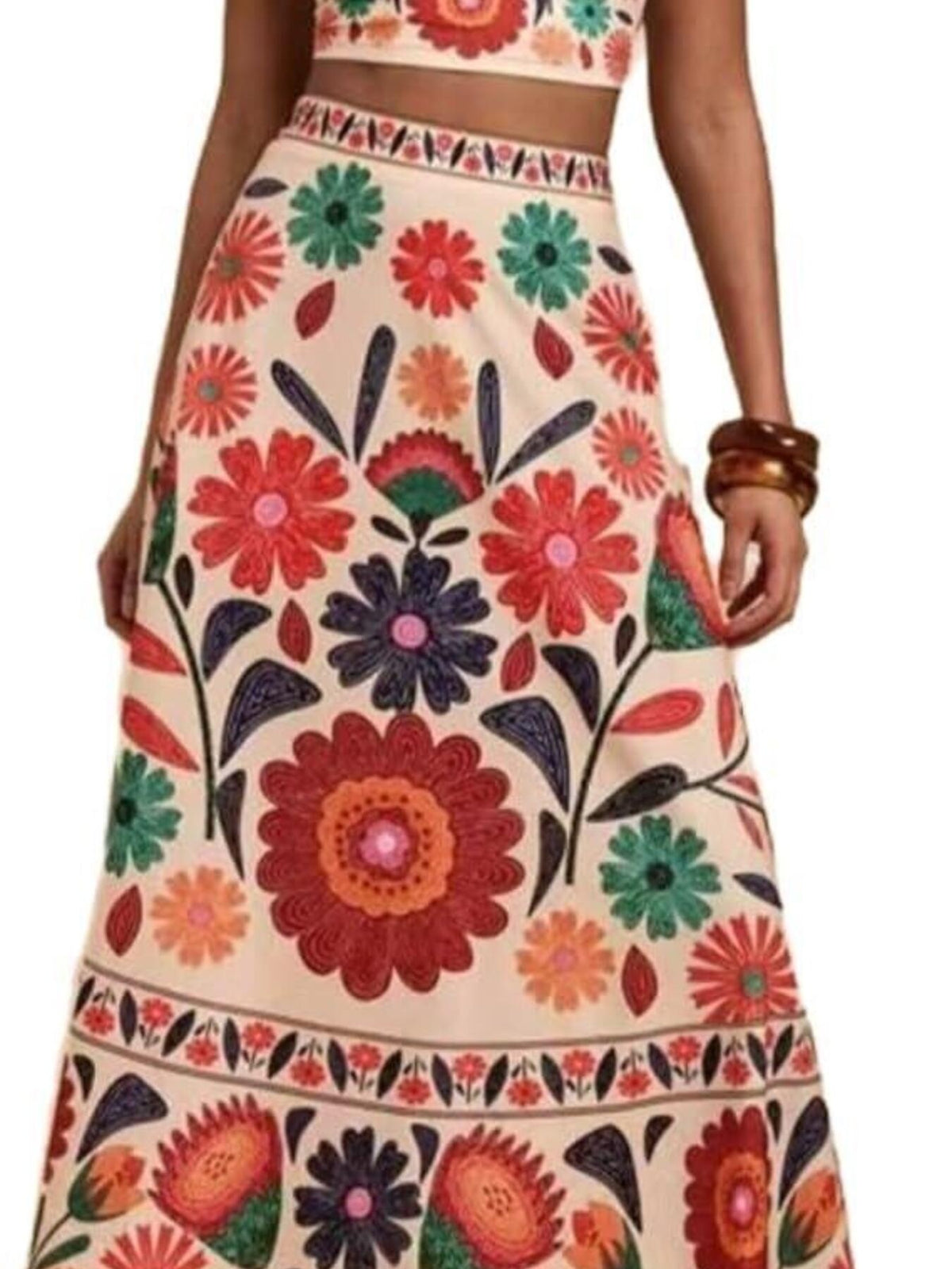 Floral crop top two piece set side view
