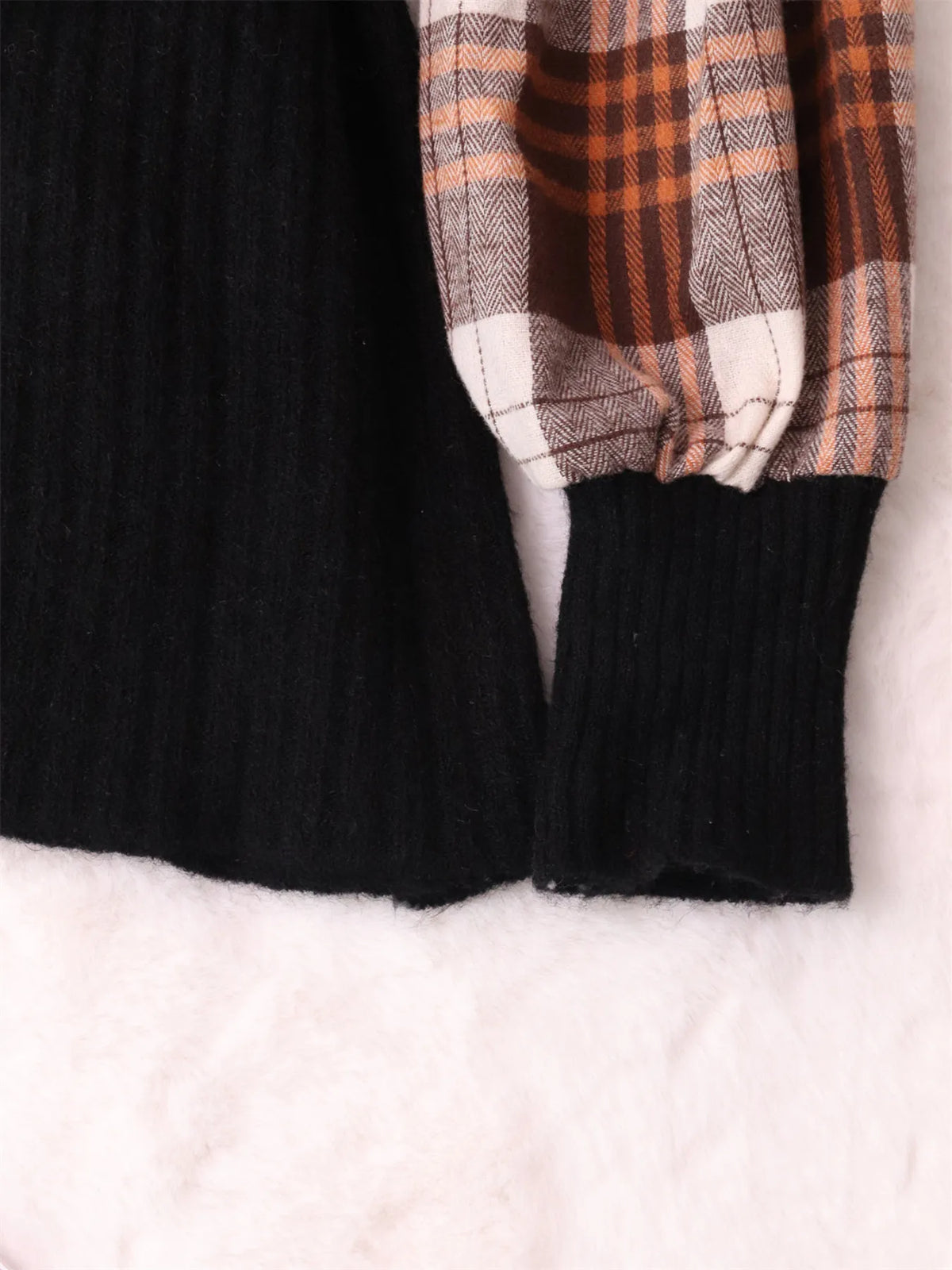 Plaid Belted Long Sleeve Sweater Dress view 8
