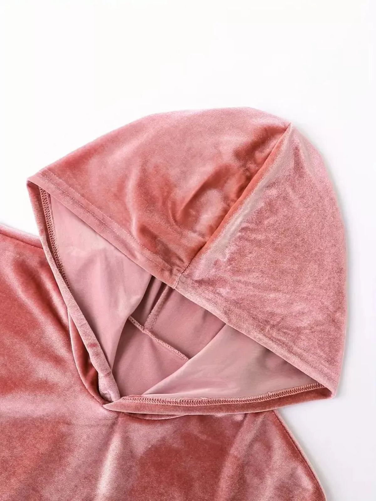 Velvet hoodie detail close up