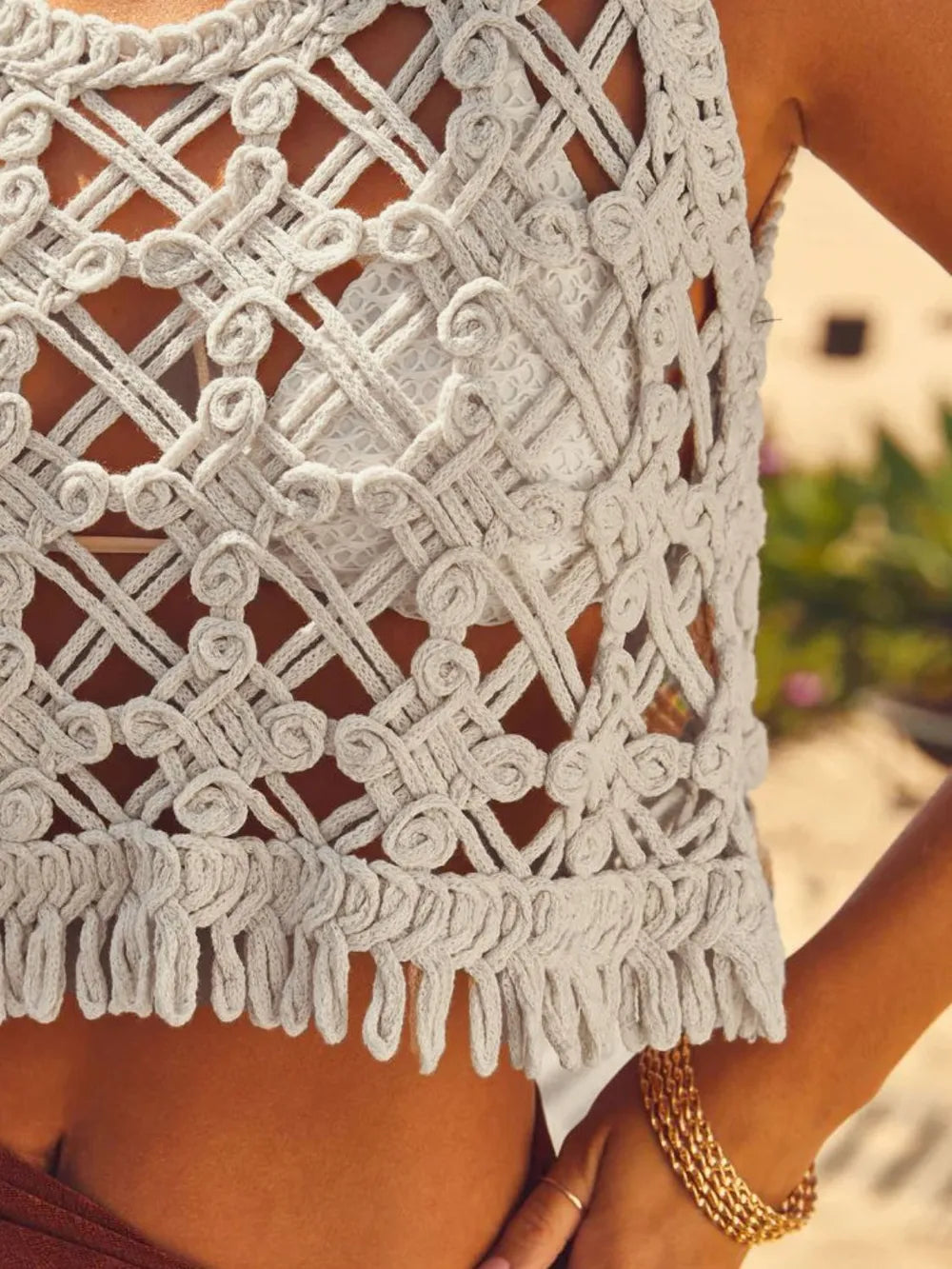 Womens cutout tank top back view