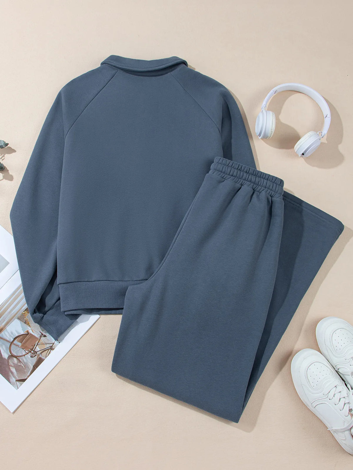 Collared Sweatshirt and High Waist Pants Active Set view 19