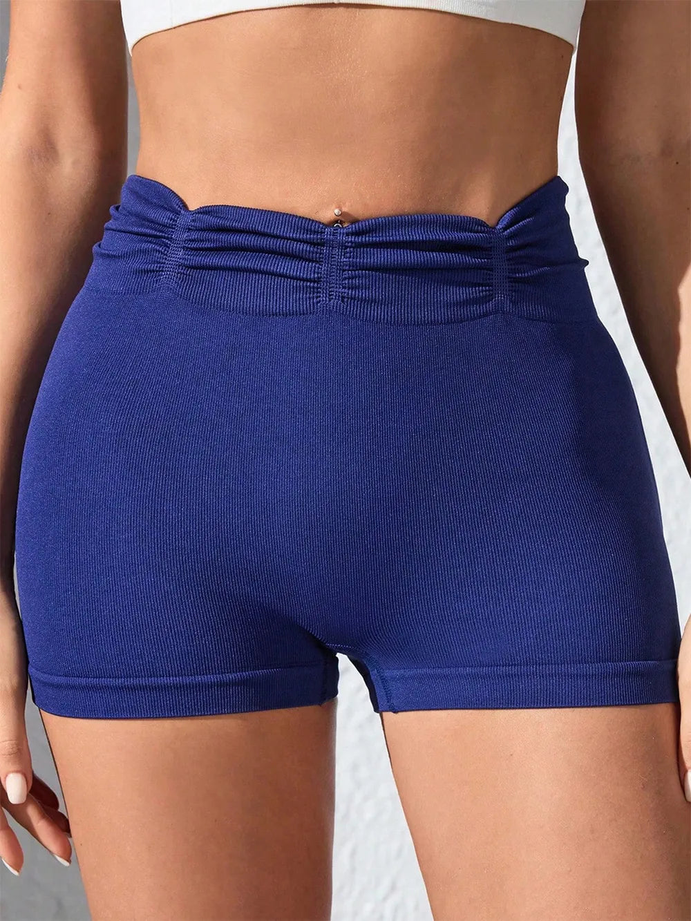 Ruched High Waist Active Shorts - Fashorio