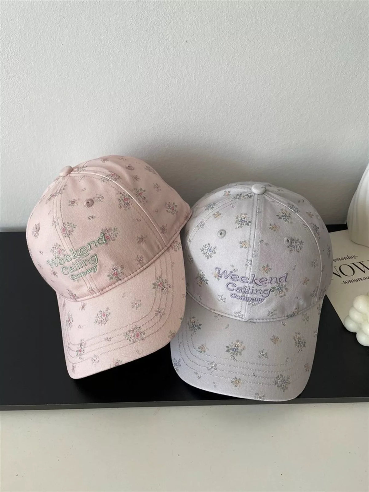 floral embroidered baseball cap back view