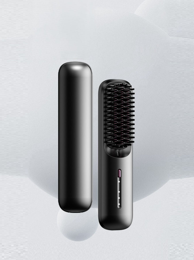 Straightening comb with LED display in black