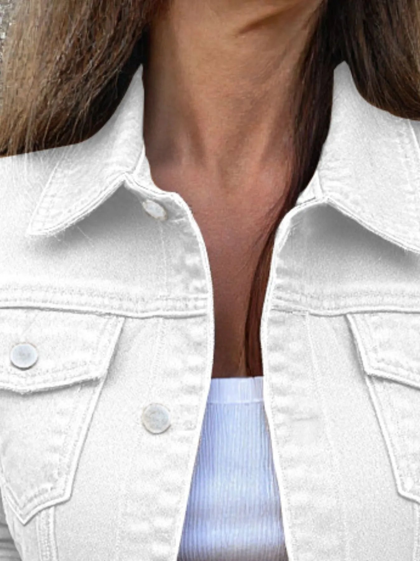 Button Front Closure Denim Jacket - Fashorio