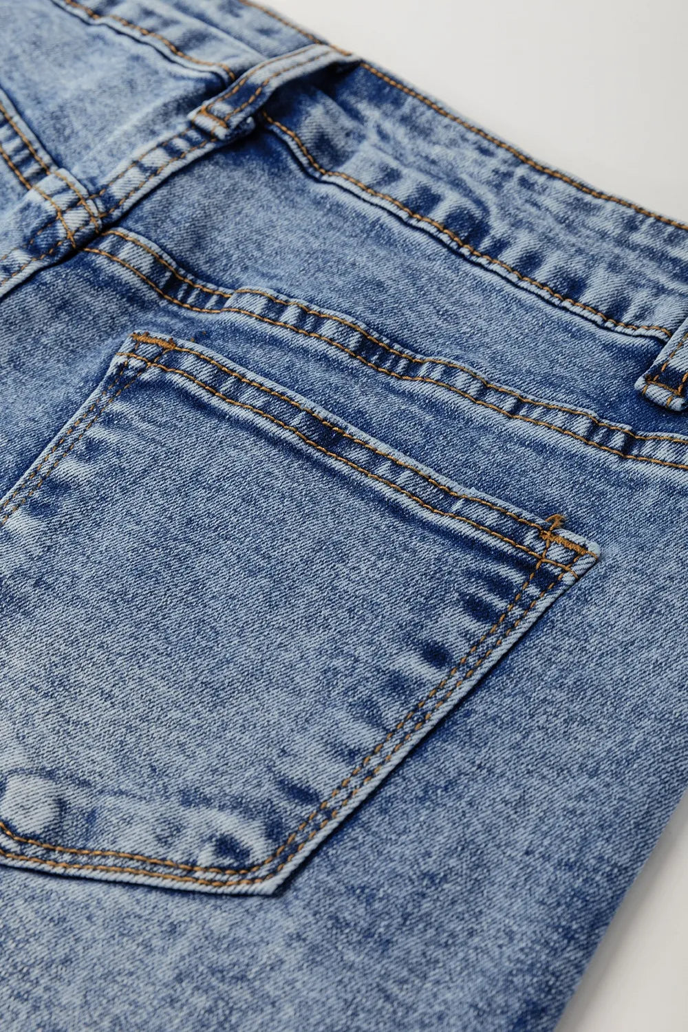 Full length cuffed wide leg jeans