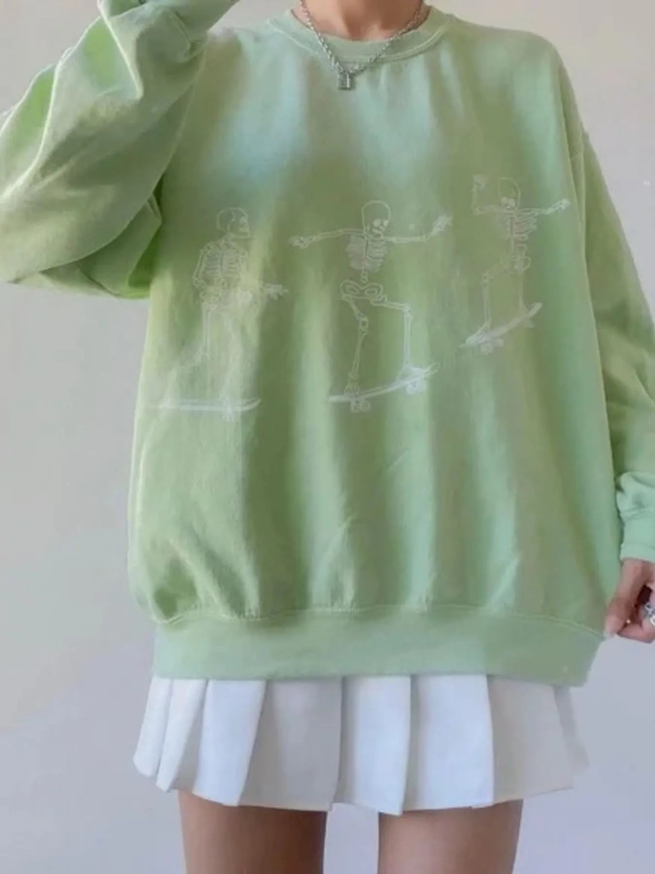 Skeleton Graphic Oversized Sweatshirt - Fashorio